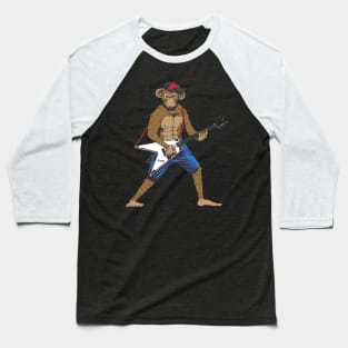 Funny Monkey Playing The Electric Guitar Musician Guitarist Baseball T-Shirt